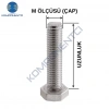M4x12mm Cıvata Beyaz Altıköşe 5.8 Kalite DIN933 10 Adet