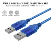 USB 2.0 Erkek To Erkek Data Ve Şarj Kablosu Mavi 50cm