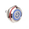 WD12C1-Pin-P1-EC 12mm Düz Yaylı Işıklı Metal Buton - Mavi
