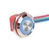 WD12C1-Wired-P1-E 12mm Düz Yaylı Mavi Işıklı Metal Buton - Kablolu