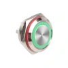 WD16C1-Pin-P1-E 16mm Düz Yaylı Işıklı Metal Buton - Yeşil