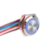 WD16C1-Wired-P1-E 16mm Düz Yaylı Mavi Işıklı Metal Buton - Kablolu