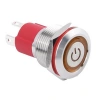 WD19D-P1-EC 19mm Düz Yaylı Işıklı Power Metal Buton - Sarı