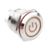 WD19H-P1-EC 19mm Düz Yaylı Işıklı Power Metal Buton - Sarı