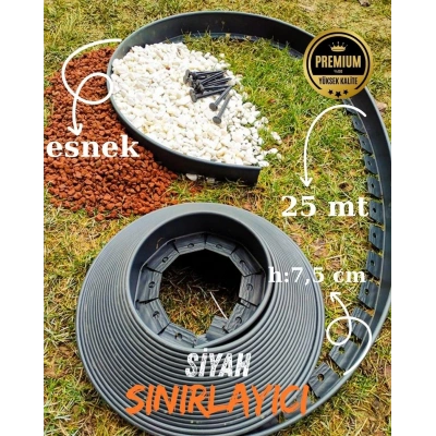 Çim Sınırlayıcı Esnek 25 MT SİYAH Çim Ayırıcı
