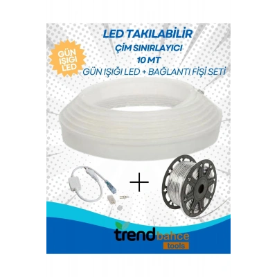 Led Takılabilir 10 mt Çim Sınırlayıcı + GÜN IŞIĞI Şerit Led + 1 Adet Bağlantı Fişi Seti