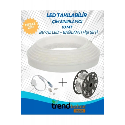 Led Takılabilir 25 mt Çim Sınırlayıcı + BEYAZ IŞIK Şerit Led + 1 Adet Bağlantı Fişi Seti