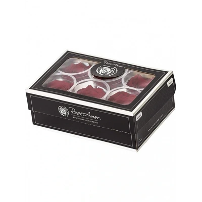 Rose Amor red-01 KOYU KIRMIZI şoklanmış solmaz gül XL 1 KUTU (6 ADET GÜL)