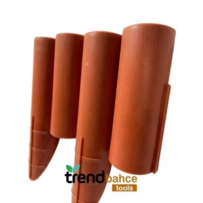 Trendbahce Ahşap Görünümlü Çim Bordürü 2.3 METRE Çim Ayırıcı Turuncu