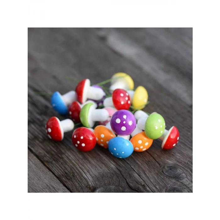 Karışık Renklerde Mantar Teraryum Minyatür Süsleme (10 ADET)