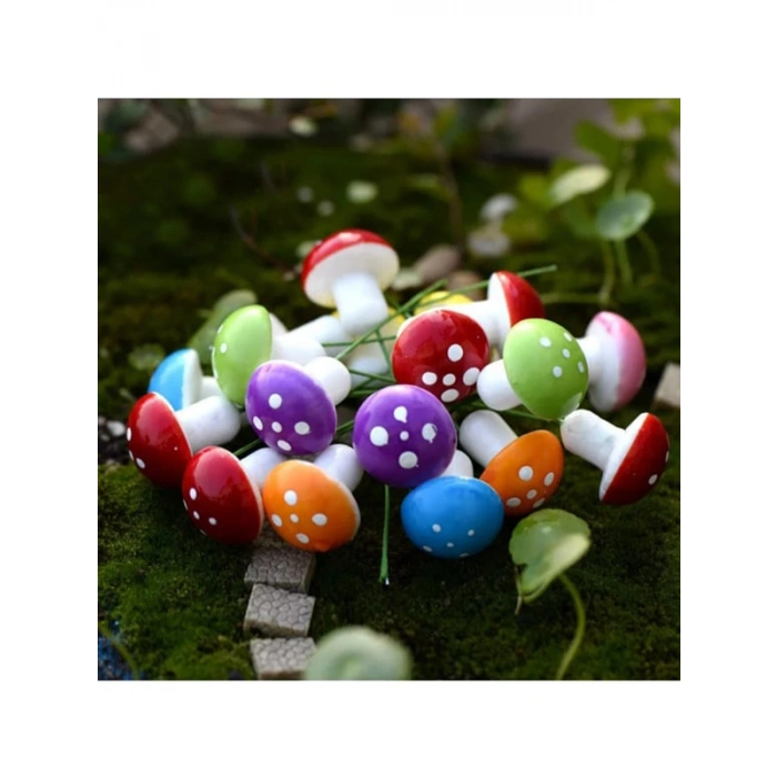 Karışık Renklerde Mantar Teraryum Minyatür Süsleme (10 ADET)