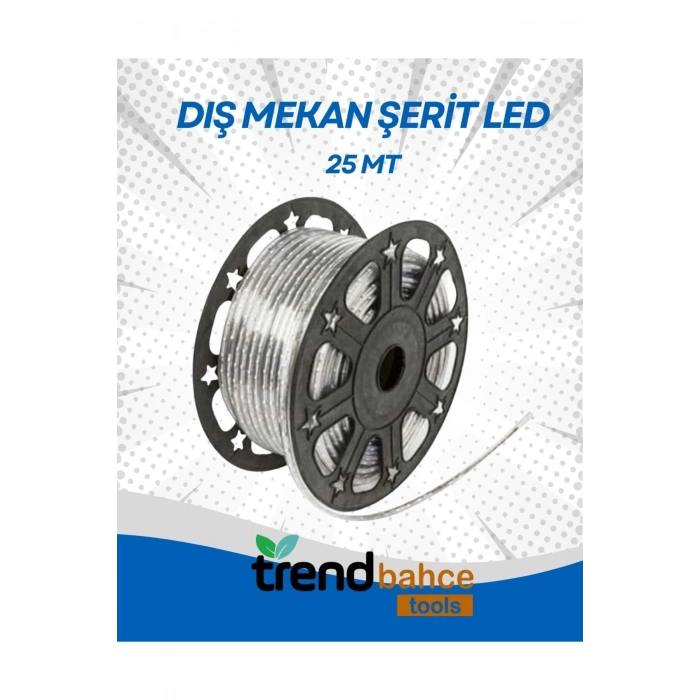 Led Takılabilir 25 mt Çim Sınırlayıcı + BEYAZ IŞIK Şerit Led + 1 Adet Bağlantı Fişi Seti