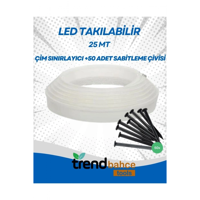 Led Takılabilir 25 mt Çim Sınırlayıcı + GÜN IŞIĞI Şerit Led + 1 Adet Bağlantı Fişi Seti