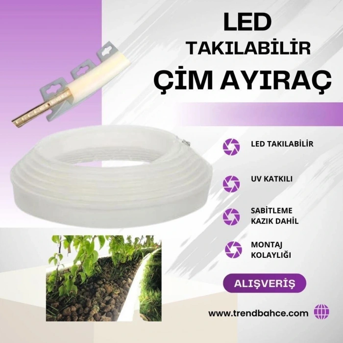 Led Takılabilir Çim Sınırlayıcı 25 MTL Çim Ayırıcı
