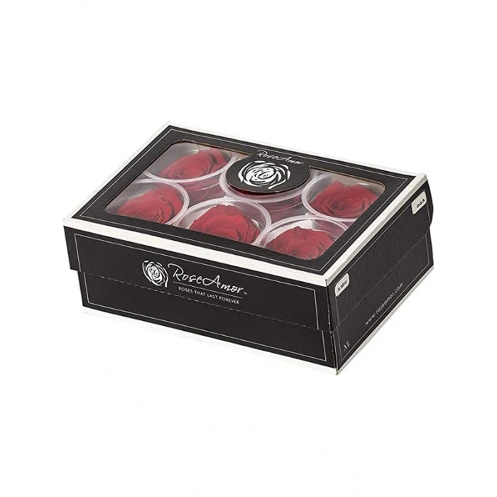 Rose Amor red-02 kırmızı şoklanmış solmaz gül XL 1 KUTU (6 ADET GÜL)