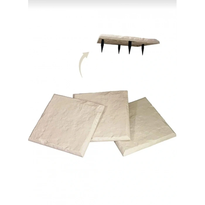 Taş Görünümlü Adım Taşı PVC Bahçe Yürüyüş Yolu Bej Renk