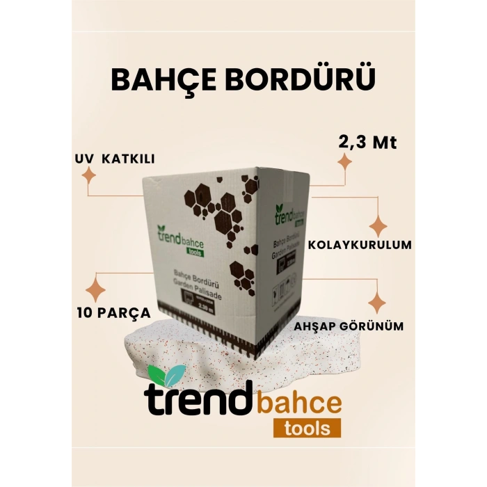 Trendbahce Ahşap Görünümlü Çim Bordürü 2.3 METRE Çim Ayırıcı