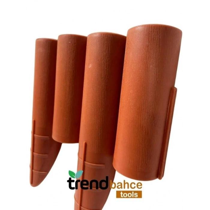 Trendbahce Ahşap Görünümlü Çim Bordürü 2.3 METRE Çim Ayırıcı Turuncu