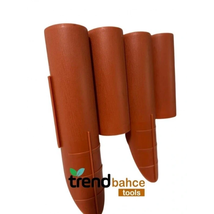 Trendbahce Ahşap Görünümlü Çim Bordürü 2.3 METRE Çim Ayırıcı Turuncu