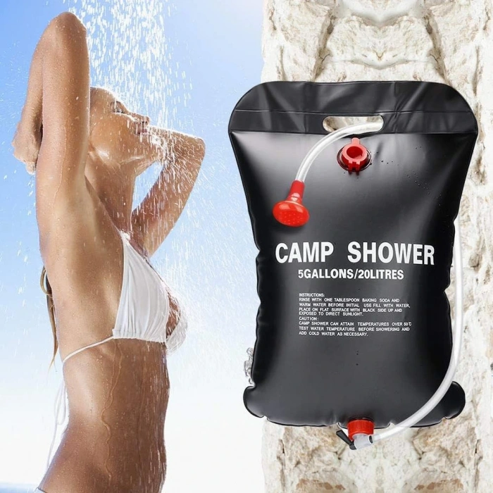 Trendbahce Solar Güneş Enerjili 20 Litre Katlanır Su Deposu Kamp Duşu