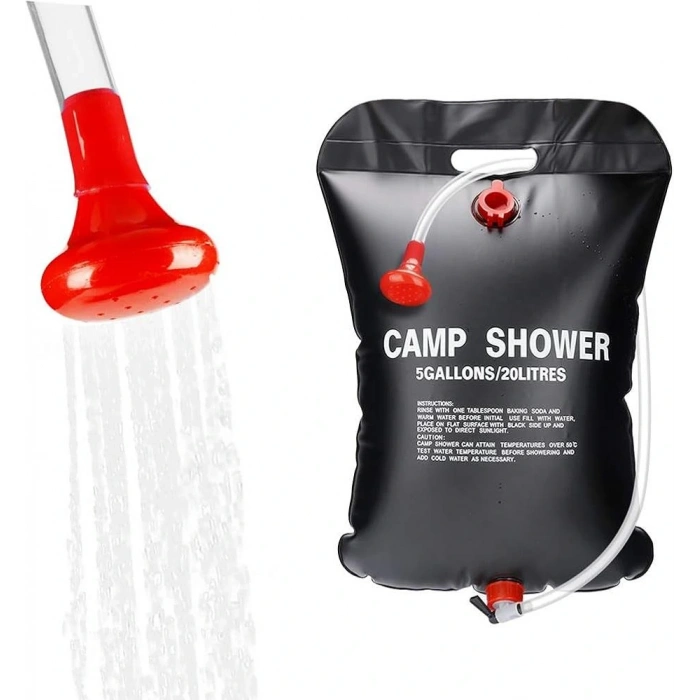 Trendbahce Solar Güneş Enerjili 20 Litre Katlanır Su Deposu Kamp Duşu