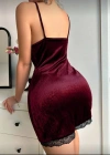 BORDO KADİFE GECELİK