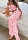 Kadın Pembe Kısa Kollu Fiyonk Detaylı Pijama Takımı