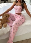 Kadın Pembe Kısa Kollu Fiyonk Detaylı Pijama Takımı