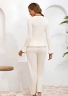 Kadın Şık Krem Fiyonk Detaylı Yumuşak Pamuklu Pijama Takımı