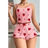 Kadın Pembe Pamuklu Çilek Desenli Şortlu Pijama Takımı