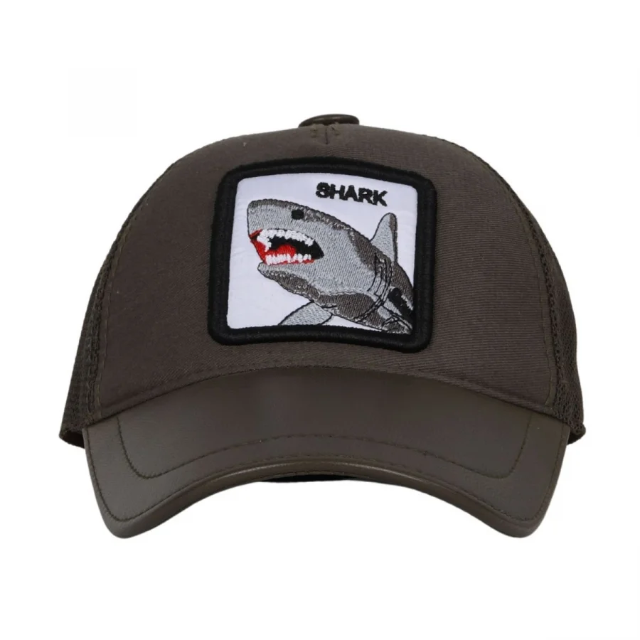 Yeşil Deri-kumaş-shark Erkek Şapka 01mspk1004