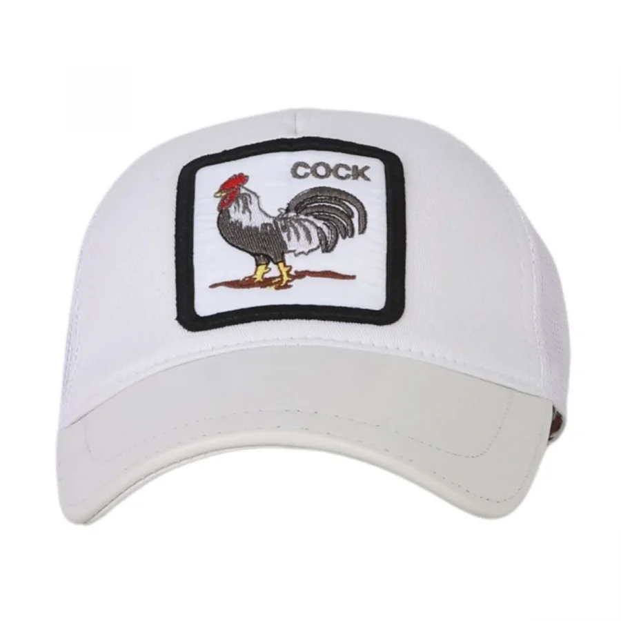 Beyaz Deri-kumaş-cock-2 Erkek Şapka 01mspk1004
