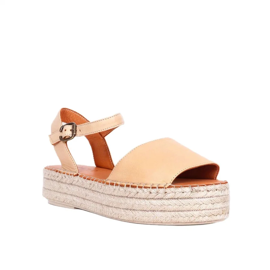 Bej Deri Kadın Espadril Sandalet