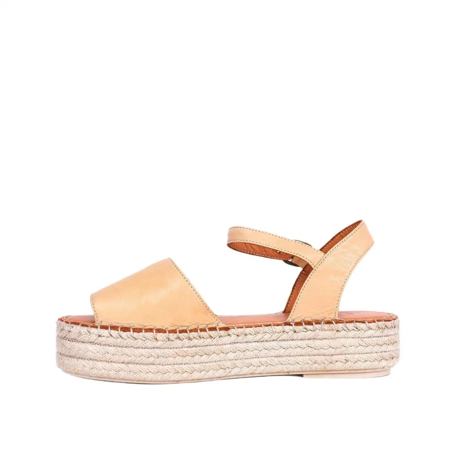 Bej Deri Kadın Espadril Sandalet