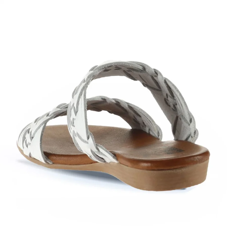 Beyaz Deri Kadın Düz Terlik