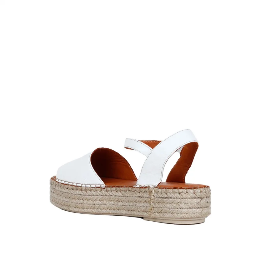 Beyaz Deri Kadın Espadril Sandalet