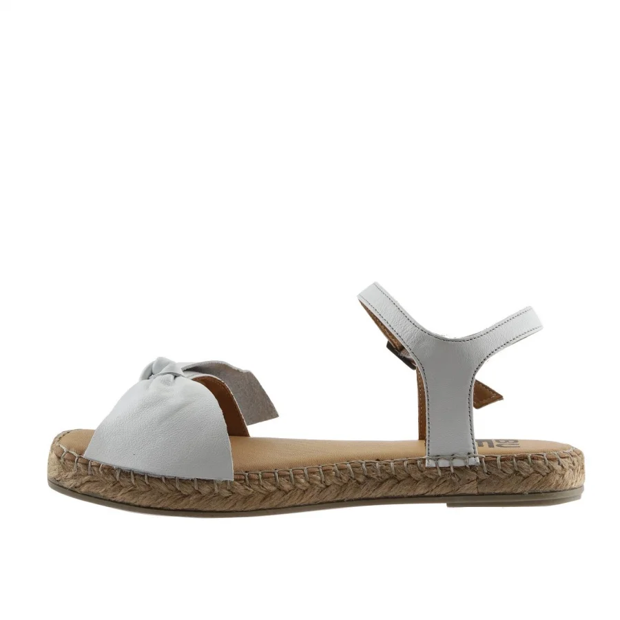 Beyaz Deri Kadın Espadril Sandalet