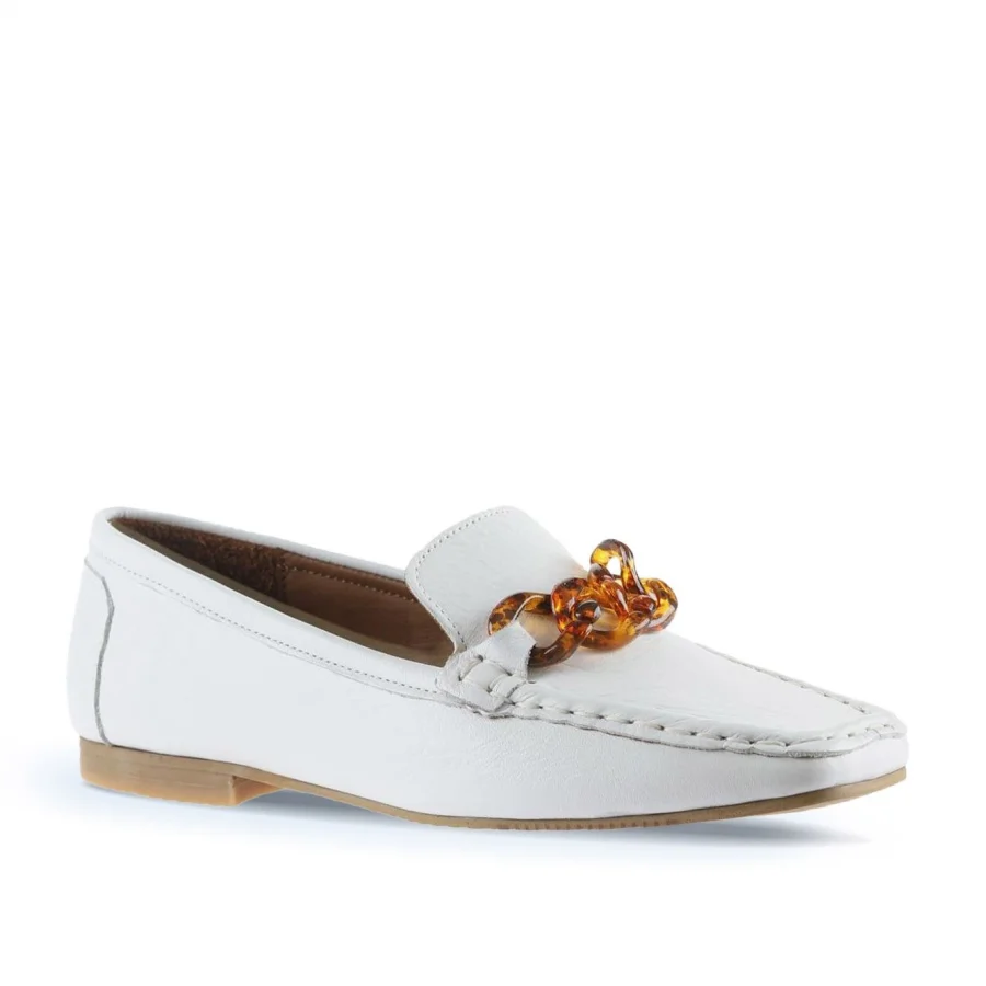 Beyaz Deri Kadın Loafer