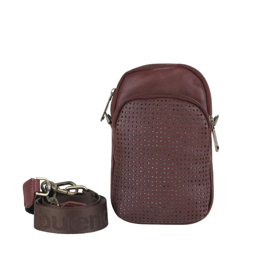 Bordo Koyu Deri Unisex Telefon Çantası
