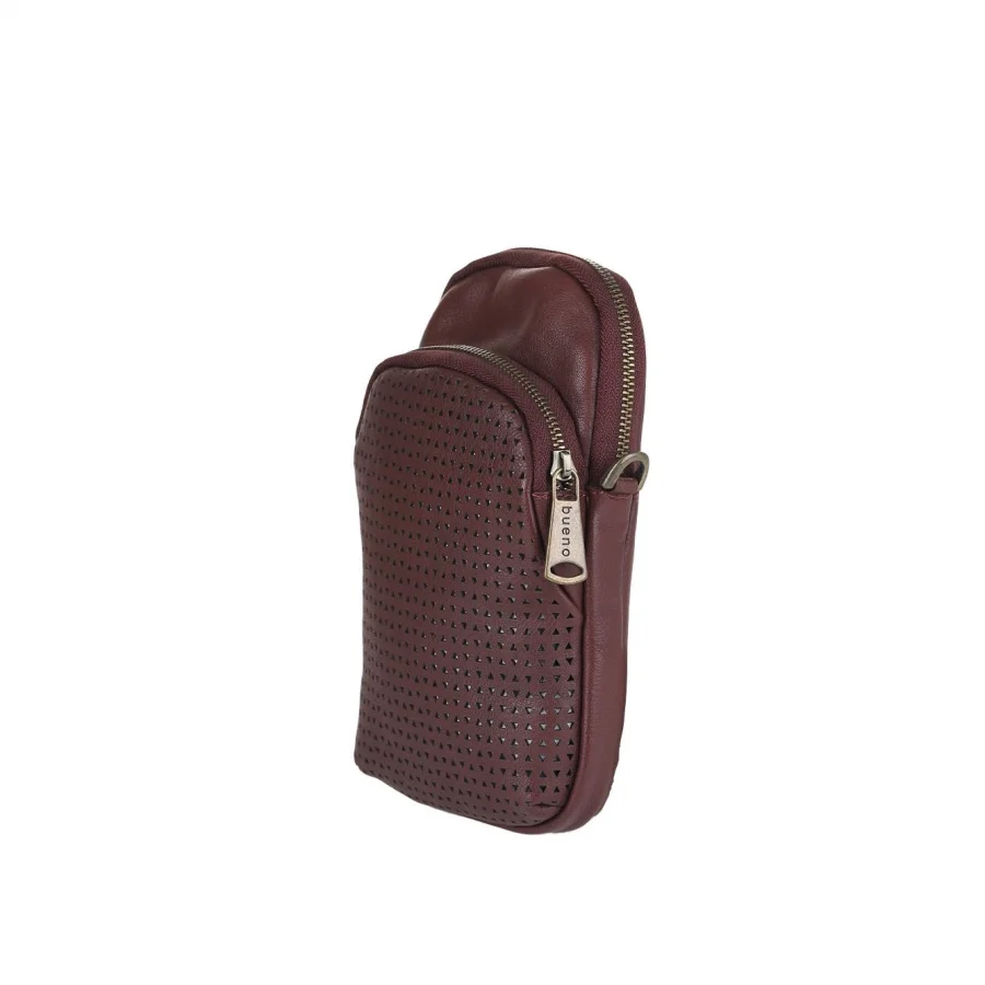 Bordo Koyu Deri Unisex Telefon Çantası