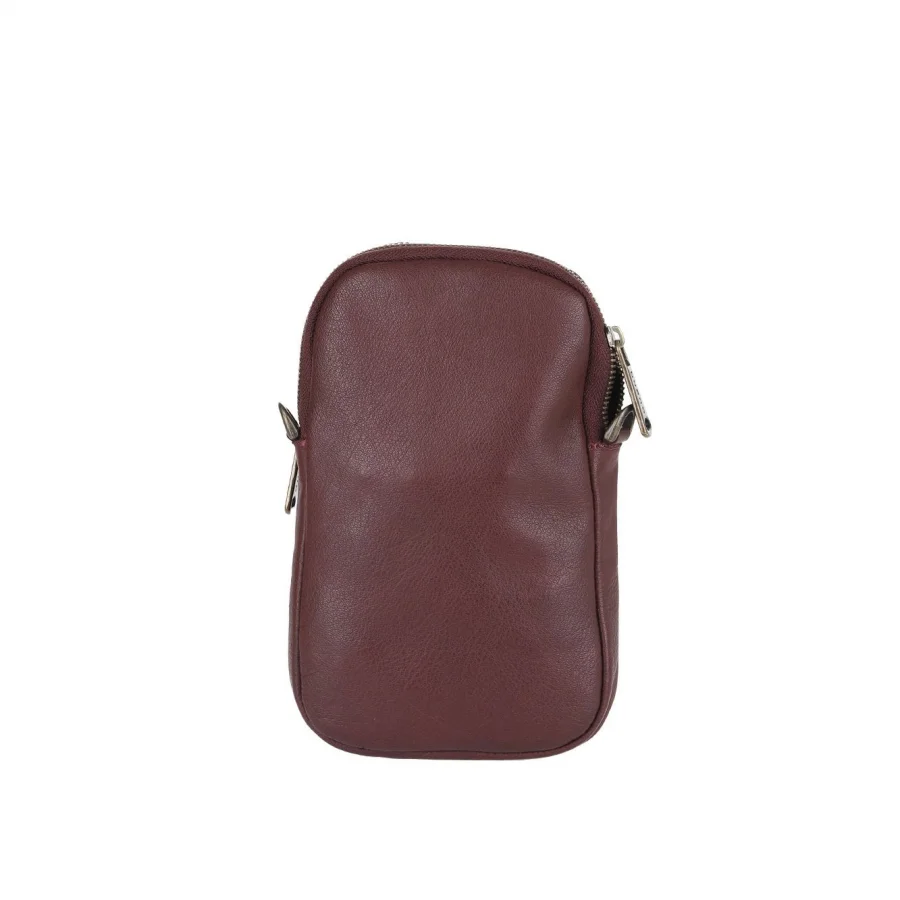 Bordo Koyu Deri Unisex Telefon Çantası