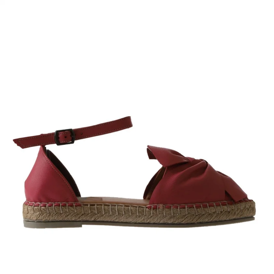 Fuşya Deri Kadın Espadril Sandalet