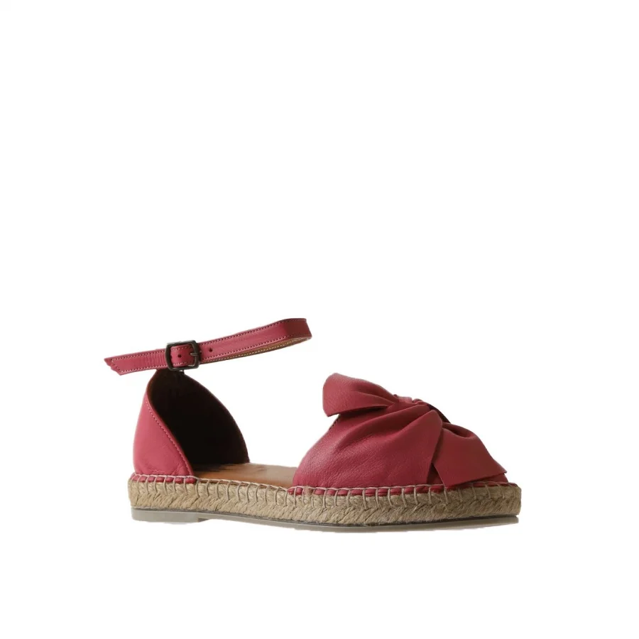 Fuşya Deri Kadın Espadril Sandalet