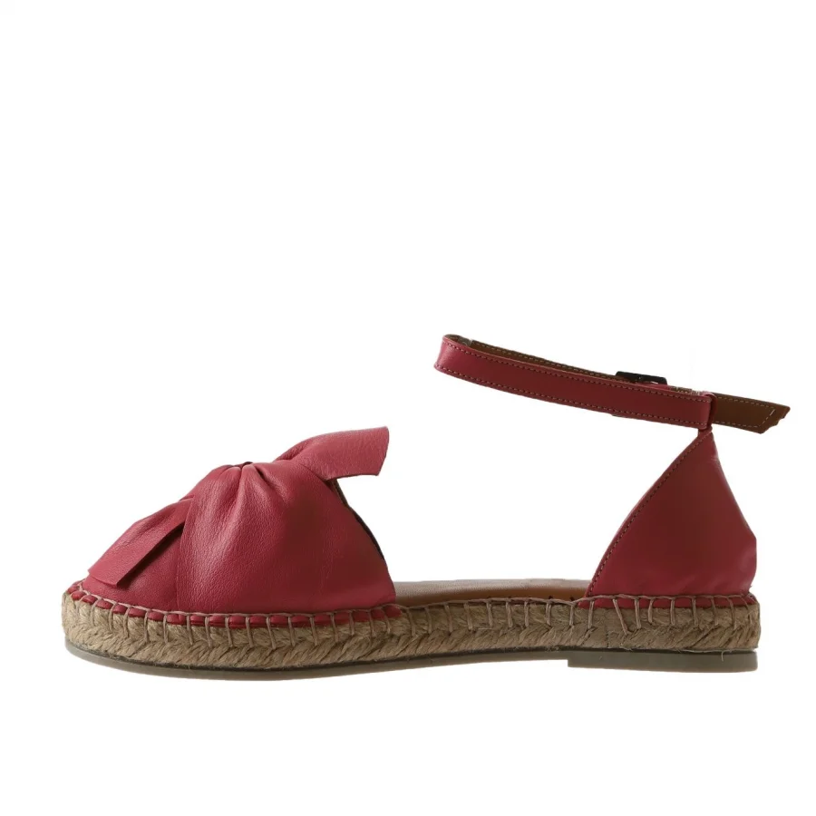 Fuşya Deri Kadın Espadril Sandalet