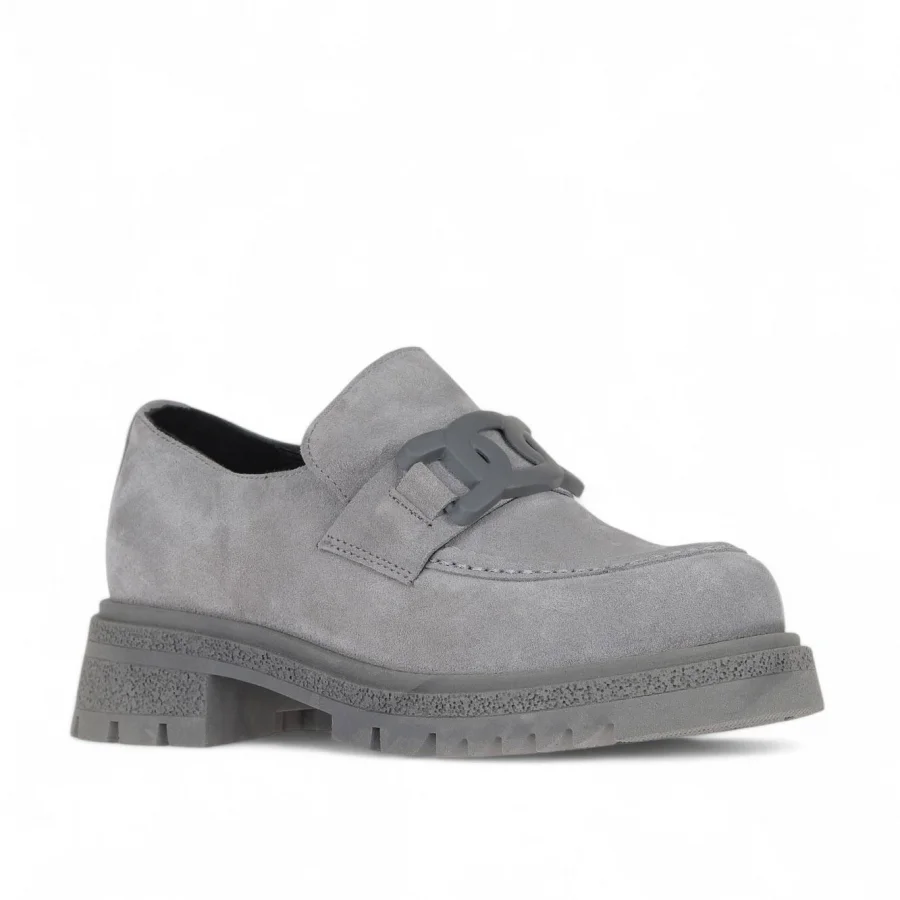 Gri Açık Süet Kadın Loafer