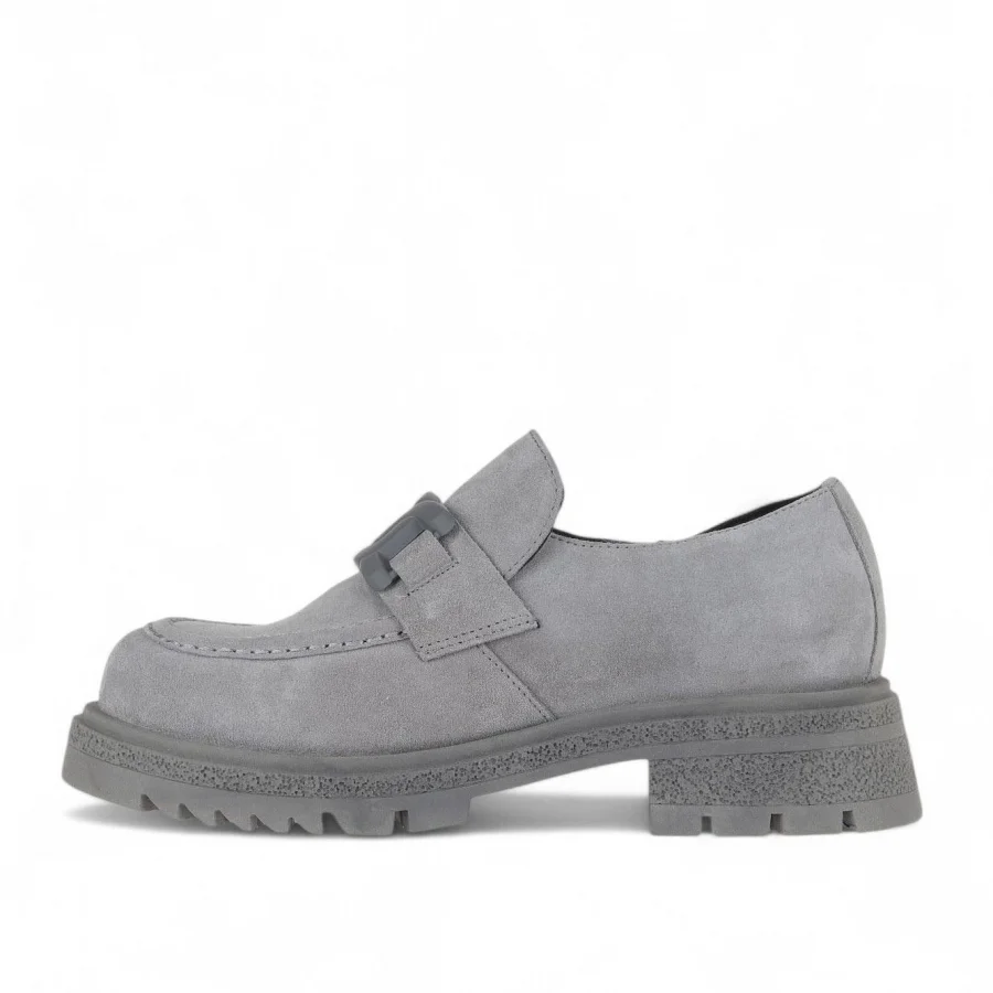 Gri Açık Süet Kadın Loafer