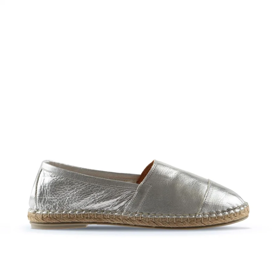 Gümüş Deri Kadın Espadril Ayakkabı