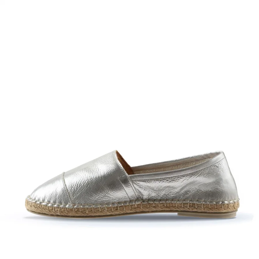 Gümüş Deri Kadın Espadril Ayakkabı