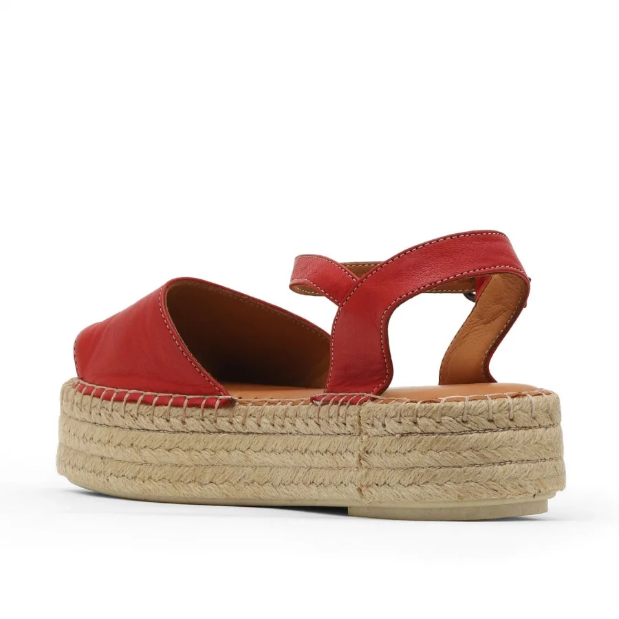 Kırmızı Deri Kadın Espadril Sandalet