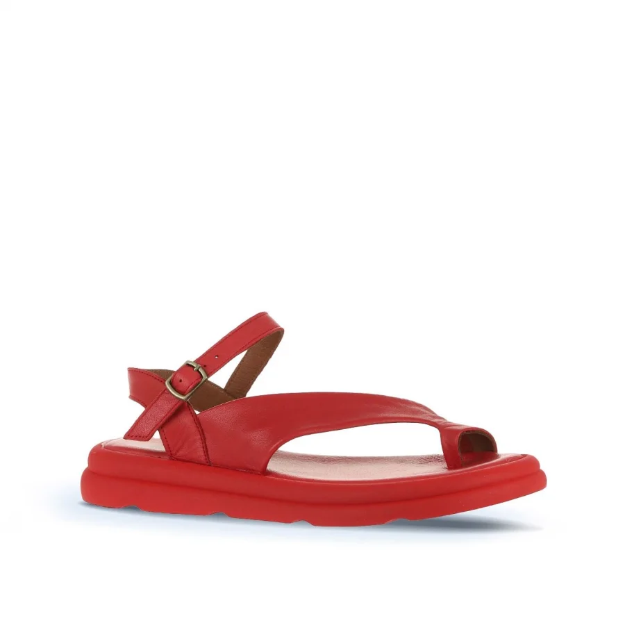 Kırmızı Deri Kadın Parmak Arası Sandalet